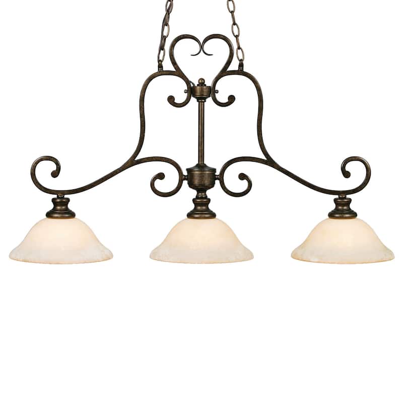 Golden Lighting Heartwood Burnt Sienna Finish Steel 3-light Linear Pendant - Bronze