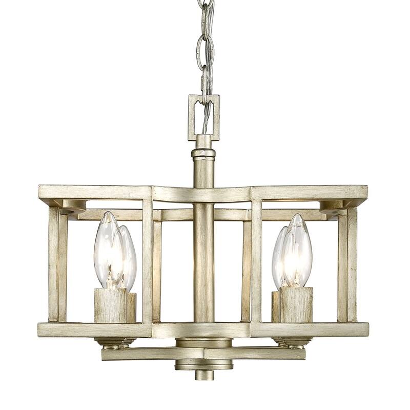 Golden Lighting 7151-SF WG Bellare White Gold Finish Steel 4-light Convertible Semi Flush