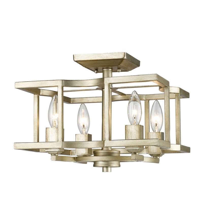 Golden Lighting 7151-SF WG Bellare White Gold Finish Steel 4-light Convertible Semi Flush