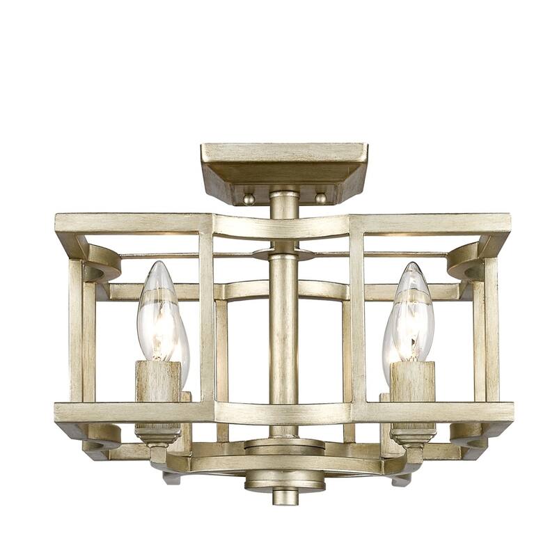 Golden Lighting 7151-SF WG Bellare White Gold Finish Steel 4-light Convertible Semi Flush