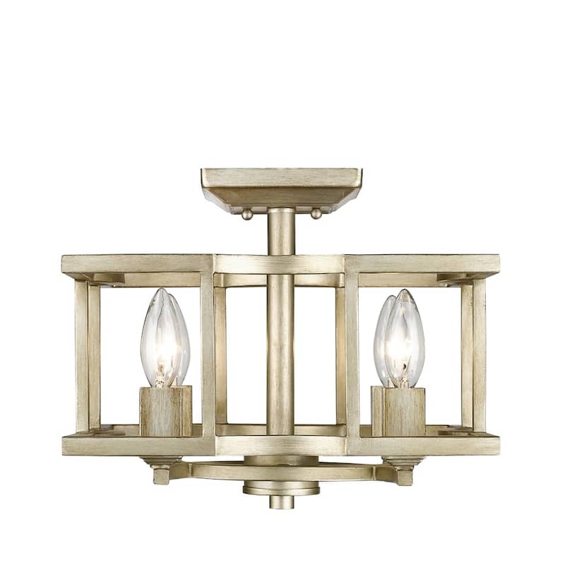 Golden Lighting 7151-SF WG Bellare White Gold Finish Steel 4-light Convertible Semi Flush