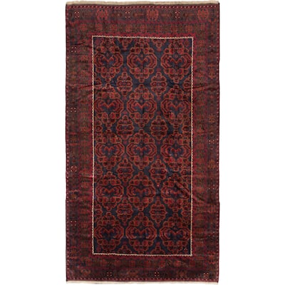 ecarpetgallery Hand-Knotted Royal Balouch Blue Red Wool Rug (7'5 x 13'3)