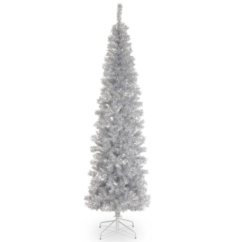 National Tree Company 6 ft. Silver Tinsel ree - 6 Foot