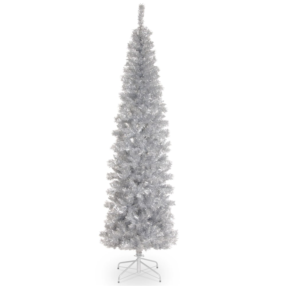 National Tree Company 6 ft. Silver Tinsel ree - 6 Foot