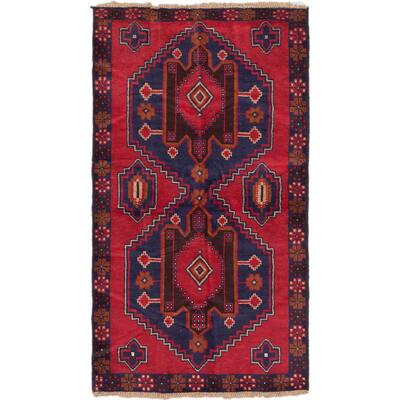 ecarpetgallery Hand-Knotted Kazak Blue Red Wool Rug (3'9 x 6'7)
