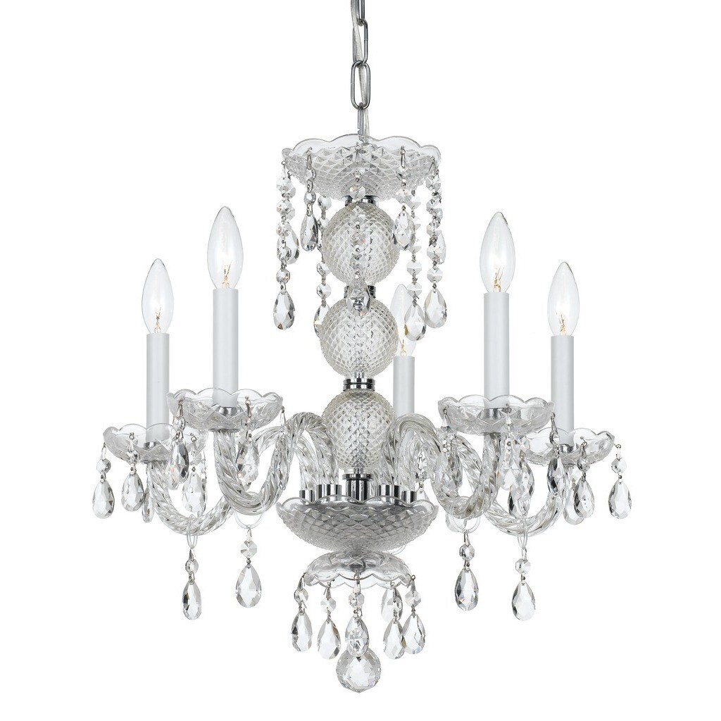 Crystorama Finley Collection 5-light Polished Chrome/Crystal Mini Chandelier - Chandeliers For Bedrooms by Overstock.com