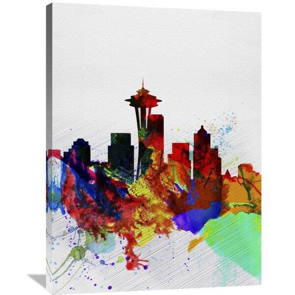 Shop Naxart Studio Seattle Watercolor Skyline 2 Stretched Canvas