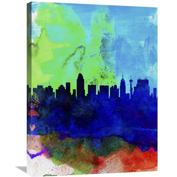 Shop Naxart Studio San Antonio Watercolor Skyline Stretched