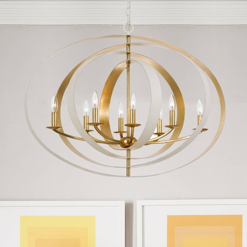 8-light Matte White/Antique Gold Chandelier - Chandeliers For Bedrooms by Overstock.com