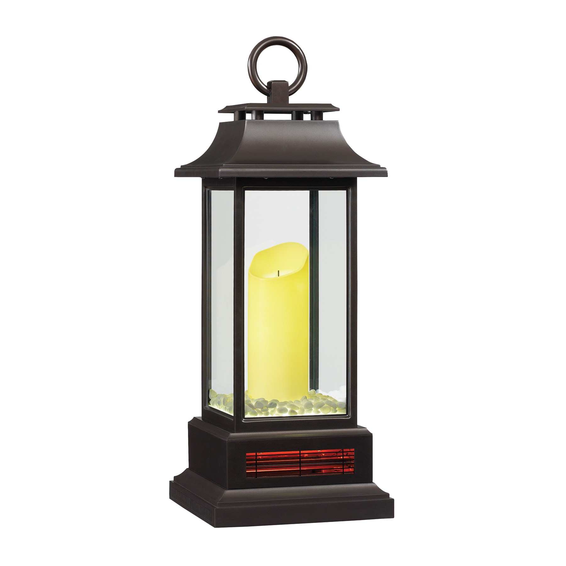 27-inch Portable LED Electric Flameless Candle Lantern with Quartz Infrared  Heater for Indoor Use, Bronze - Bed Bath & Beyond - 12792693