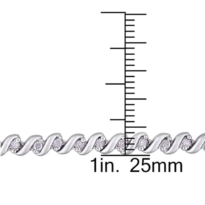 Miadora 1ct TDW Diamond Twisted Tennis Necklace in Sterling Silver - 17 in x 3.8 mm - 17 in x 3.8 mm