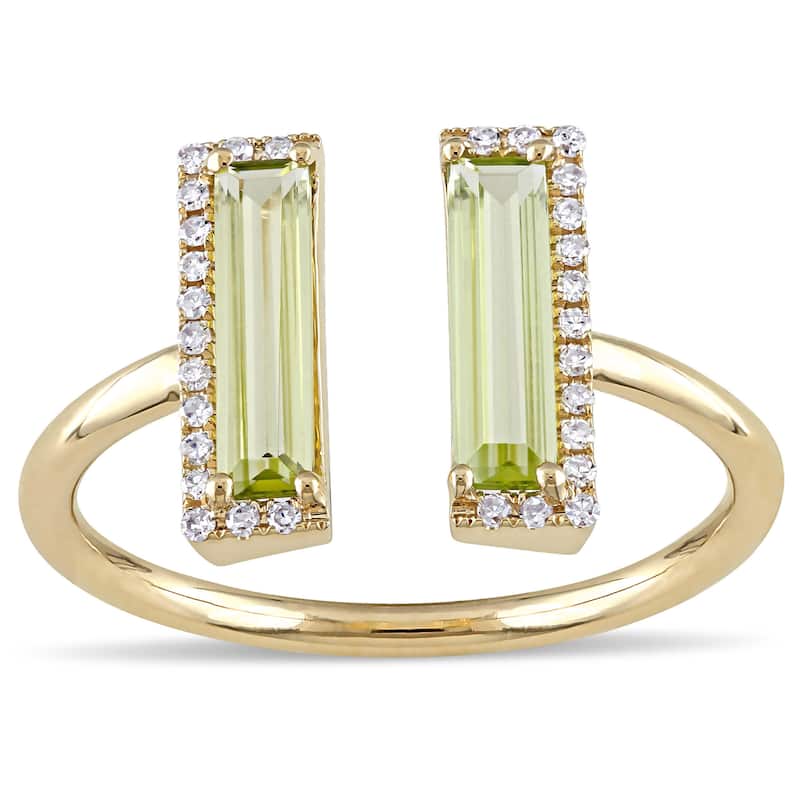 Miadora Signature Collection 1/10ct TDW Diamond and Peridot Open Geometric Ring in 14k Yellow Gold ( - Green - Size 4.5