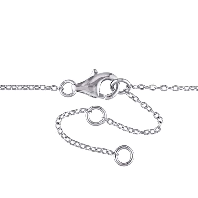 Miadora Ladies Aquamarine and 1/10ct TDW Diamond Halo Necklace in Sterling Silver - Blue