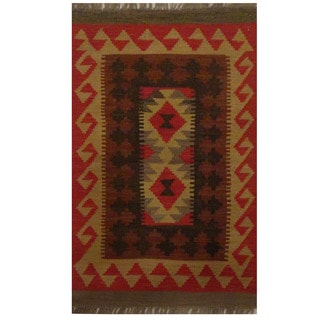 Handmade One-of-a-Kind Wool Kilim (Afghanistan) - 1'11 x 3' - Bed Bath ...