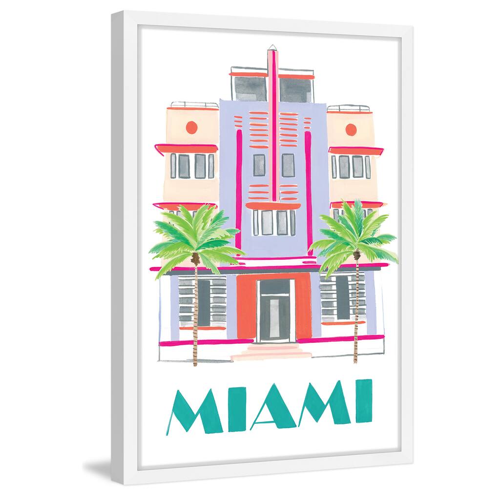 Marmont Hill - 'Miami Art Deco' by Molly Rosner Framed Painting Print - Multi-Color