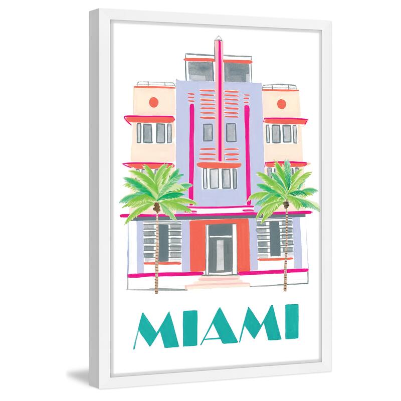 Marmont Hill - 'Miami Art Deco' by Molly Rosner Framed Painting Print - Multi-Color