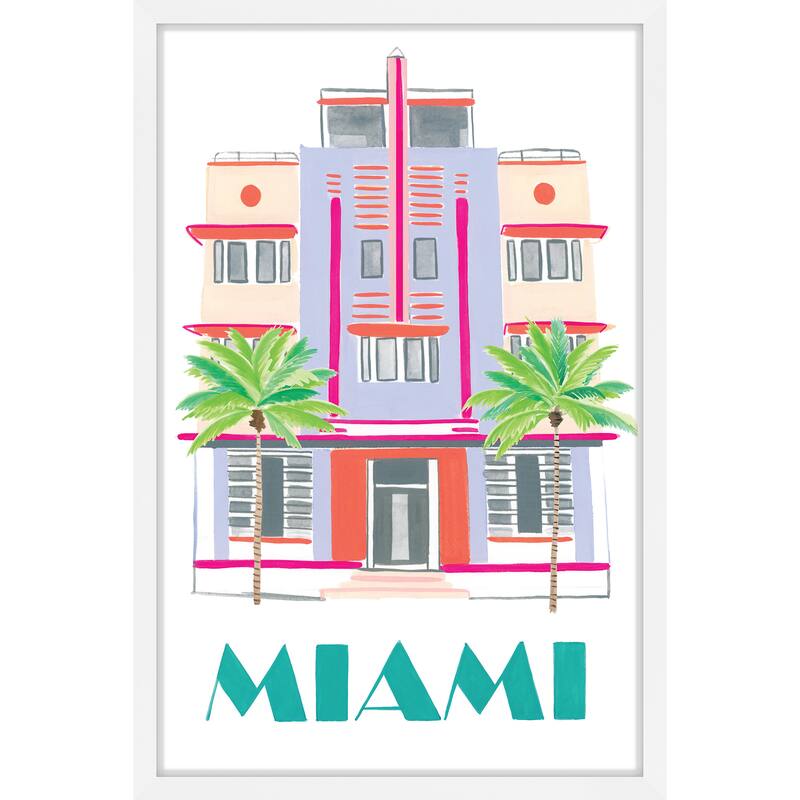 Marmont Hill - 'Miami Art Deco' by Molly Rosner Framed Painting Print - Multi-Color