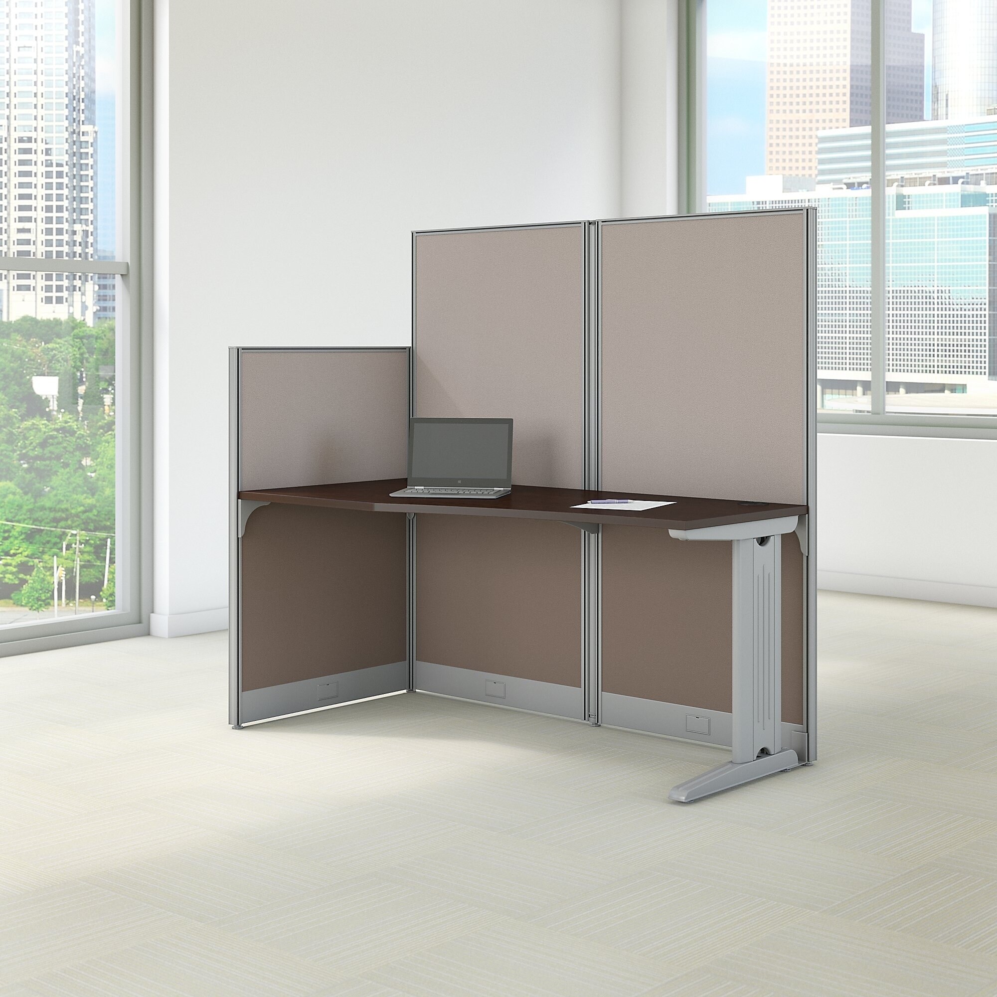 Office In An Hour 65w X 3 Cubicle Workstation Mocha Cherry Office In An Hour 65w X 3 Cubicle Workstation Mocha Cherry