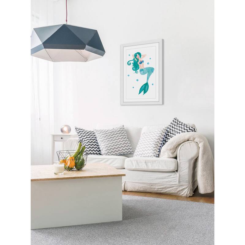 Marmont Hill - 'Mermaid Blue' by Molly Rosner Framed Painting Print - Multi-Color