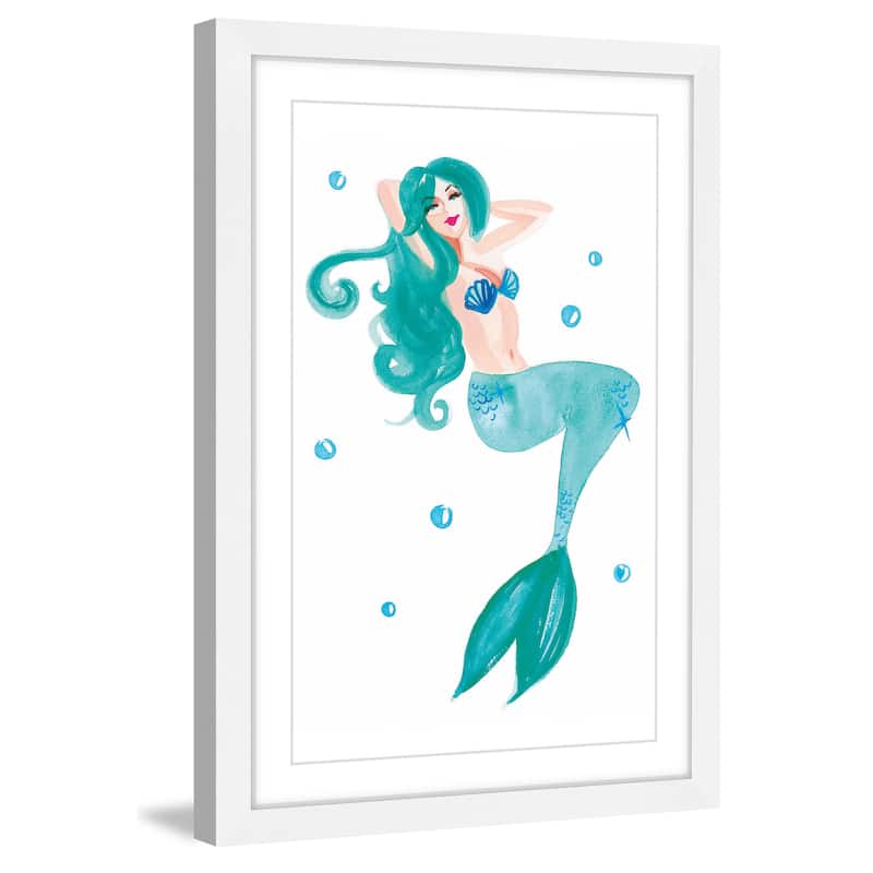 Marmont Hill - 'Mermaid Blue' by Molly Rosner Framed Painting Print - Multi-Color