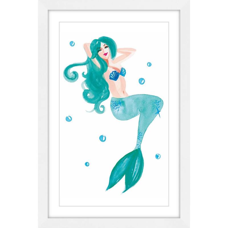 Marmont Hill - 'Mermaid Blue' by Molly Rosner Framed Painting Print - Multi-Color