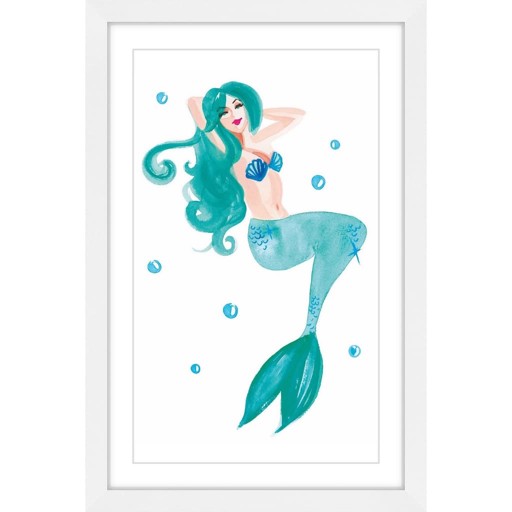 Marmont Hill - 'Mermaid Blue' by Molly Rosner Framed Painting Print - Multi-Color