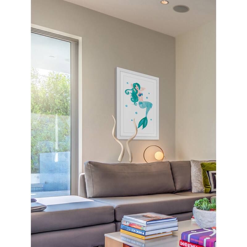 Marmont Hill - 'Mermaid Blue' by Molly Rosner Framed Painting Print - Multi-Color
