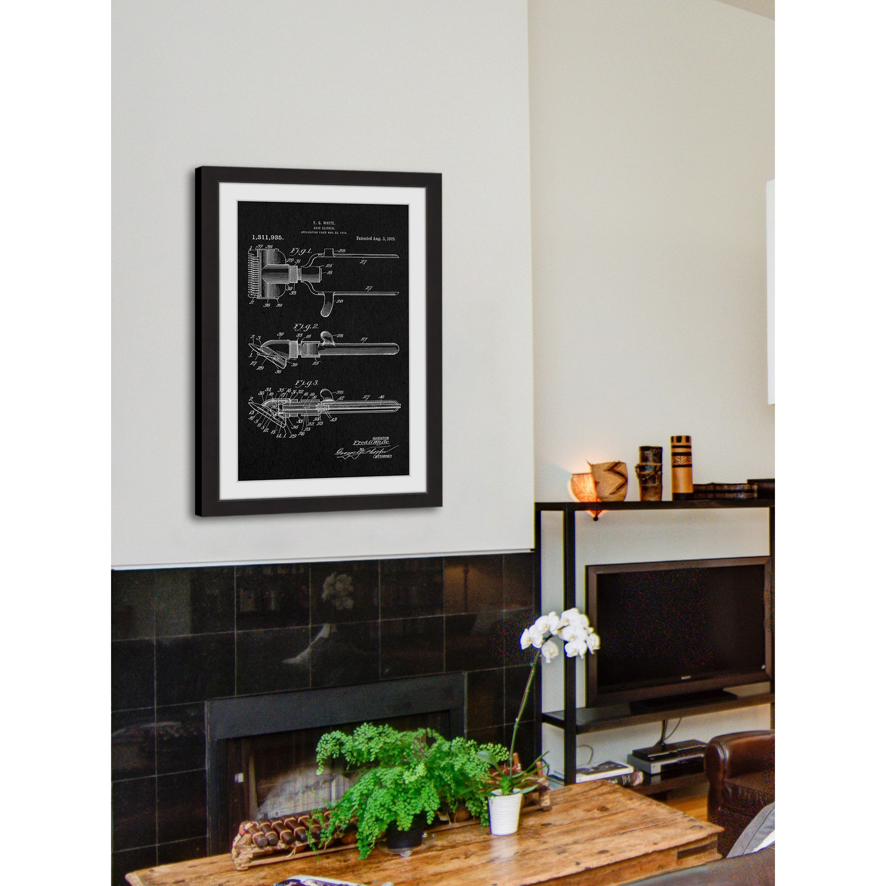 Marmont Hill - Handmade Hair Clipper 1919 Black Paper Framed Print ...