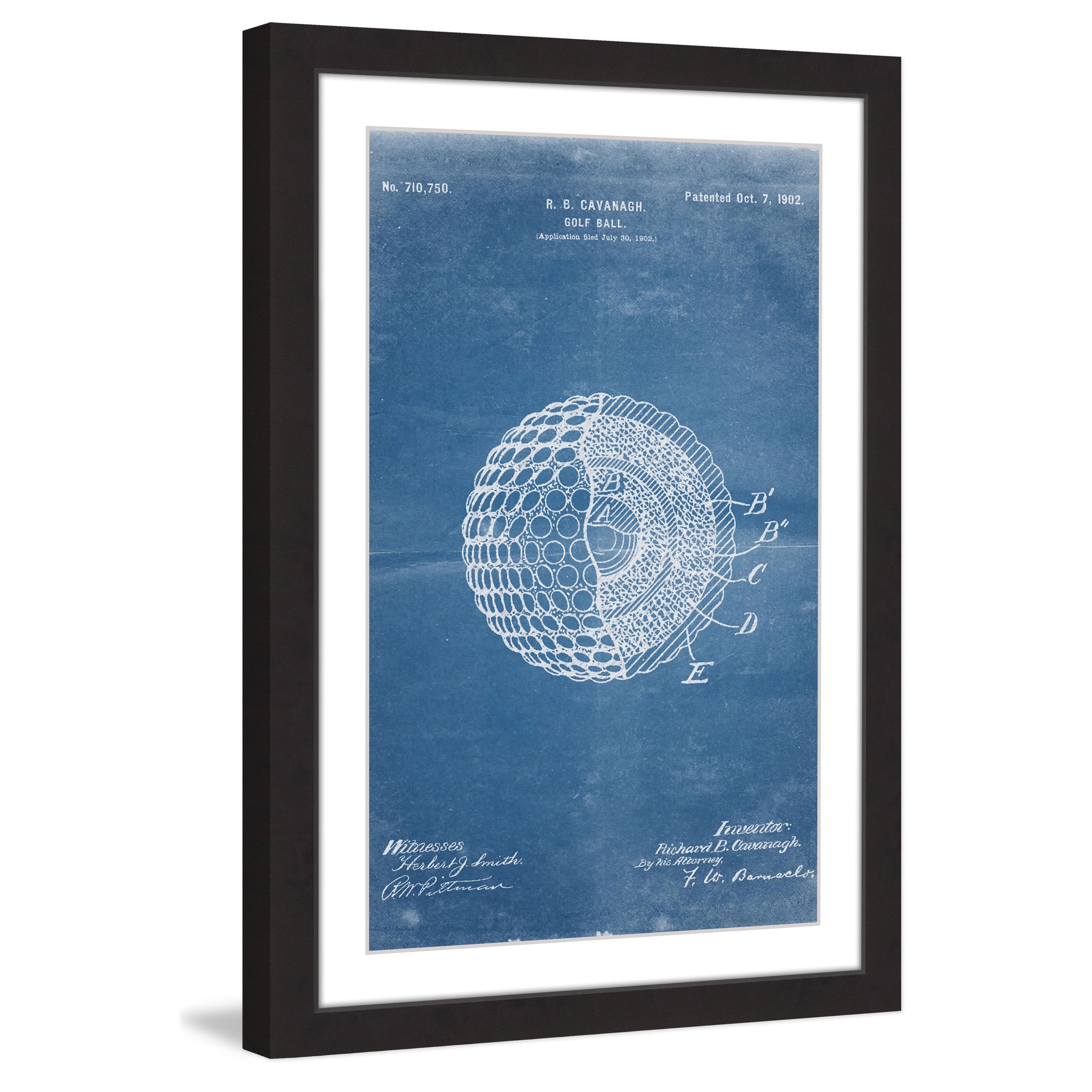 Marmont Hill - 'Golf Ball 1902 Blueprint' by Steve King Framed Painting ...