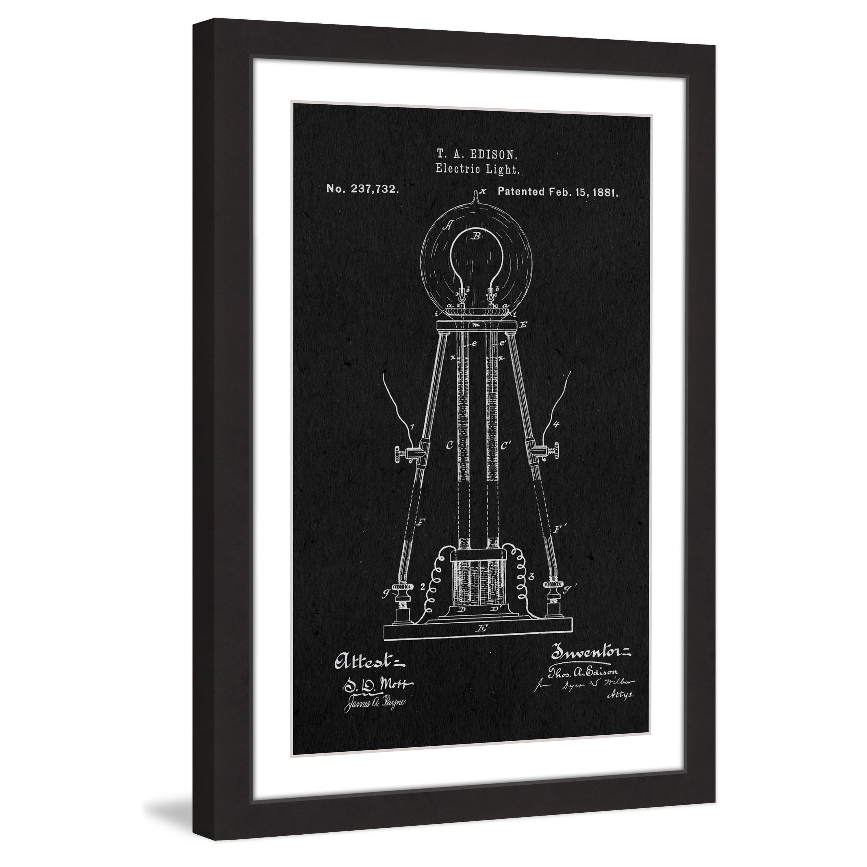 Marmont Hill - Handmade Edison Light 1881 Black Paper Framed Print - On ...