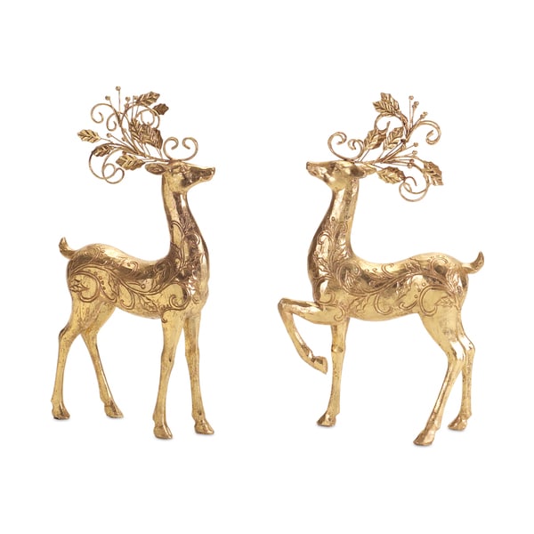 gold glitter deer figurine