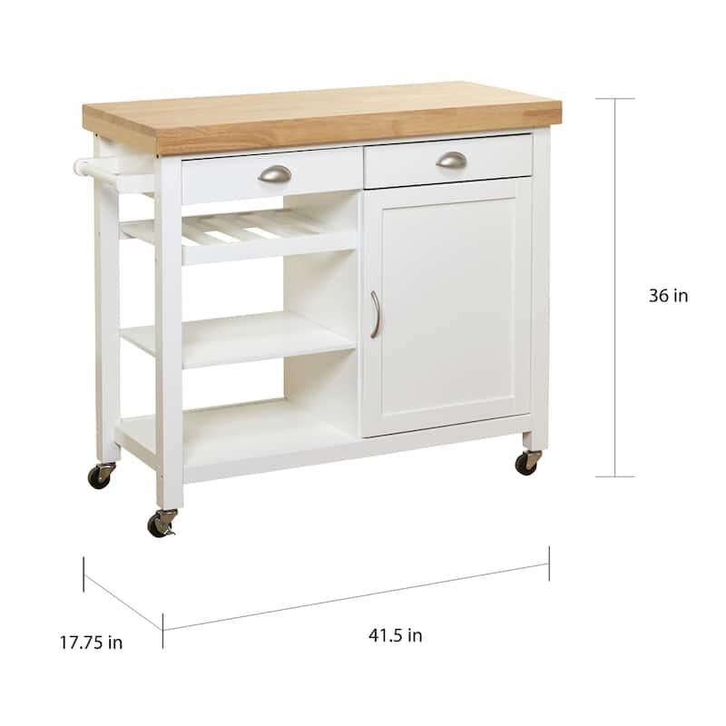 Simple Living Martha Rolling Rubberwood Kitchen Cart