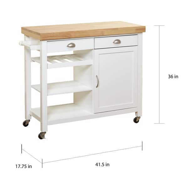 Simple Living Martha Rolling Rubberwood Kitchen Cart