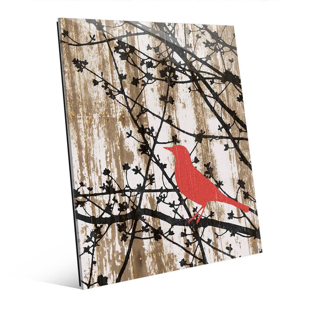 Woods Silhouette 'Red Bird' Acrylic Wall Art
