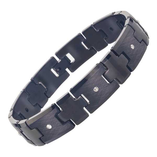 Men S Black Tungsten Diamond Bracelet By Ever One On Men X27 S Black Tungsten Diamond Bracelet By