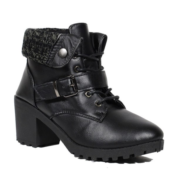 Blue Women's 'January' Black Synthetic Leather Dress Boots
