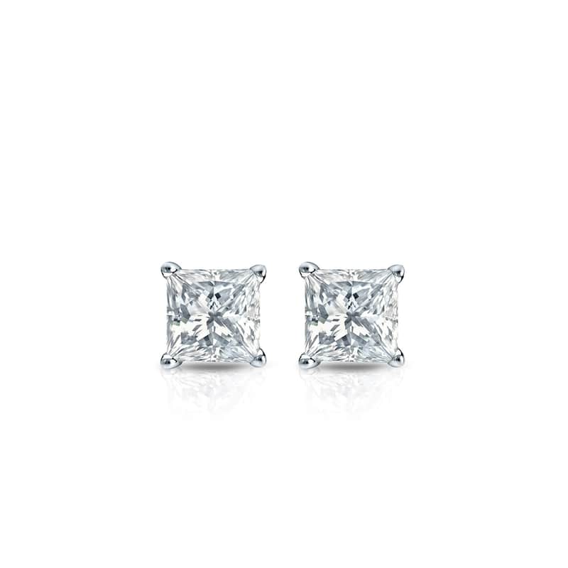 Auriya 1/4ctw Princess-cut Diamond Stud Earrings 14k Gold