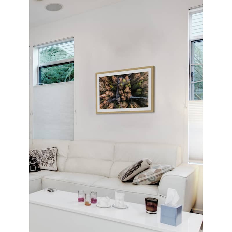 Marmont Hill - 'Walkway Through Trees' by Karolis Janulis Framed Painting Print - Multi-Color