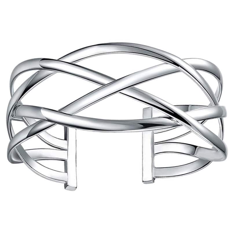 Sterling Silver Intertwined Cuff Bangle