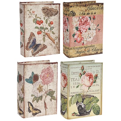 Butterfly Design MDF Book Boxes (Set of 4)