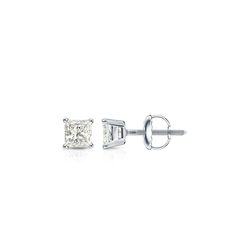 Auriya 14k Gold 1/4ctw Princess Cut Diamond Stud Earrings (J-K, I2-I3)