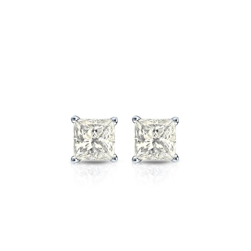 Auriya 14k Gold 1/4ctw Princess Cut Diamond Stud Earrings (J-K, I2-I3)