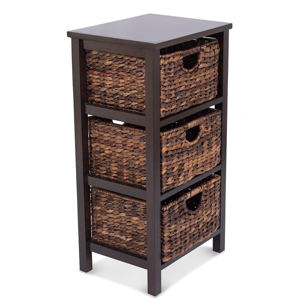 Shop Birrock Home Espresso Solid Wood/Rattan 3drawer Storage Cubby