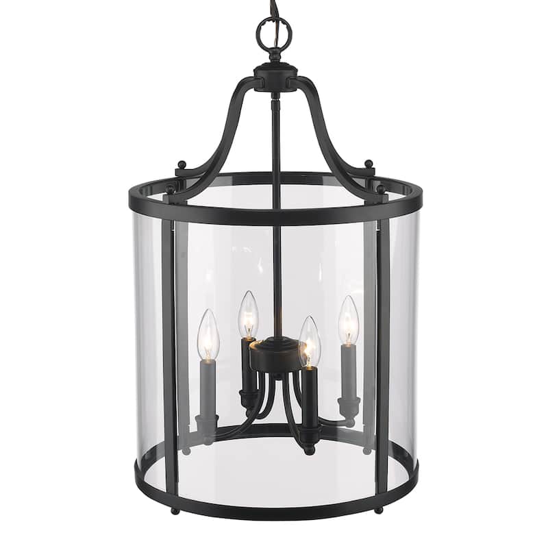 Golden Lighting's Payton Black Steel and Clear Glass 4-light Pendant - Gunmetal Bronze
