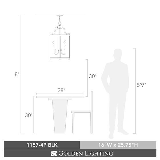 Golden Lighting's Payton Black Steel and Clear Glass 4-light Pendant