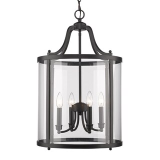 Golden Lighting's Payton Black Steel and Clear Glass 4-light Pendant