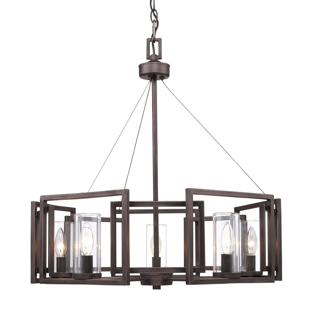 Golden Lighting's Brown Steel Marco 5-light Chandelier (Gunmetal Bronze) - Chandeliers For Bedrooms by Overstock.com