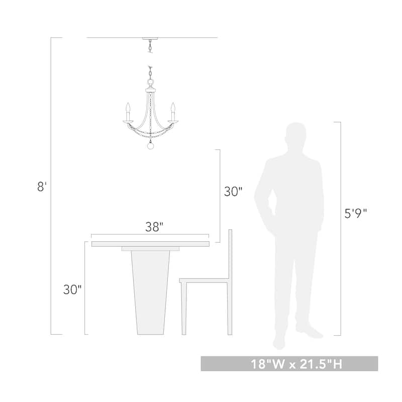 Gracewood Hollow Makhalisa 3-light Mini Crystal Chandelier