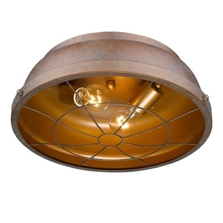 Golden Lighting Bartlett Brown Steel Flushmount Light