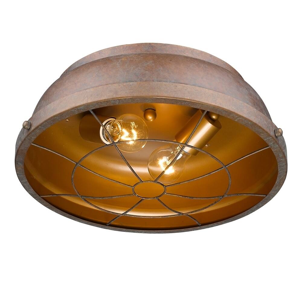 Golden Lighting Bartlett Brown Steel Flushmount Light